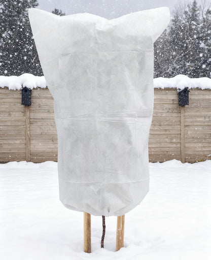 12 Pack Plant Covers Freeze Protection, 32x47'' Winter Frosts Cloth for Outdoor Plants, Reusable Frost Blankets Drawstring Bags for Cold Freeze Sun Protection Bird Insect Prevention,White