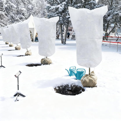 12 Pack Plant Covers Freeze Protection, 32x47'' Winter Frosts Cloth for Outdoor Plants, Reusable Frost Blankets Drawstring Bags for Cold Freeze Sun Protection Bird Insect Prevention,White