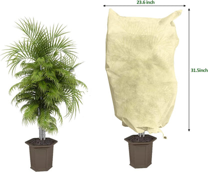 12 Pack Plant Covers Freeze Protection, 32x47'' Winter Frosts Cloth for Outdoor Plants, Reusable Frost Blankets Drawstring Bags for Cold Freeze Sun Protection Bird Insect Prevention,White