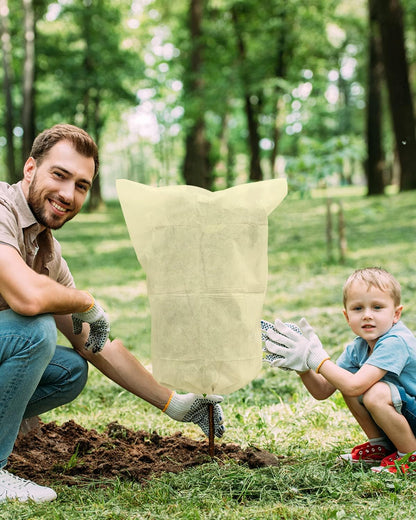 12 Pack Plant Covers Freeze Protection, 32x47'' Winter Frosts Cloth for Outdoor Plants, Reusable Frost Blankets Drawstring Bags for Cold Freeze Sun Protection Bird Insect Prevention,White