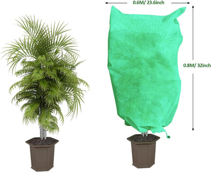 12 Pack Plant Covers Freeze Protection, 32x47'' Winter Frosts Cloth for Outdoor Plants, Reusable Frost Blankets Drawstring Bags for Cold Freeze Sun Protection Bird Insect Prevention,White