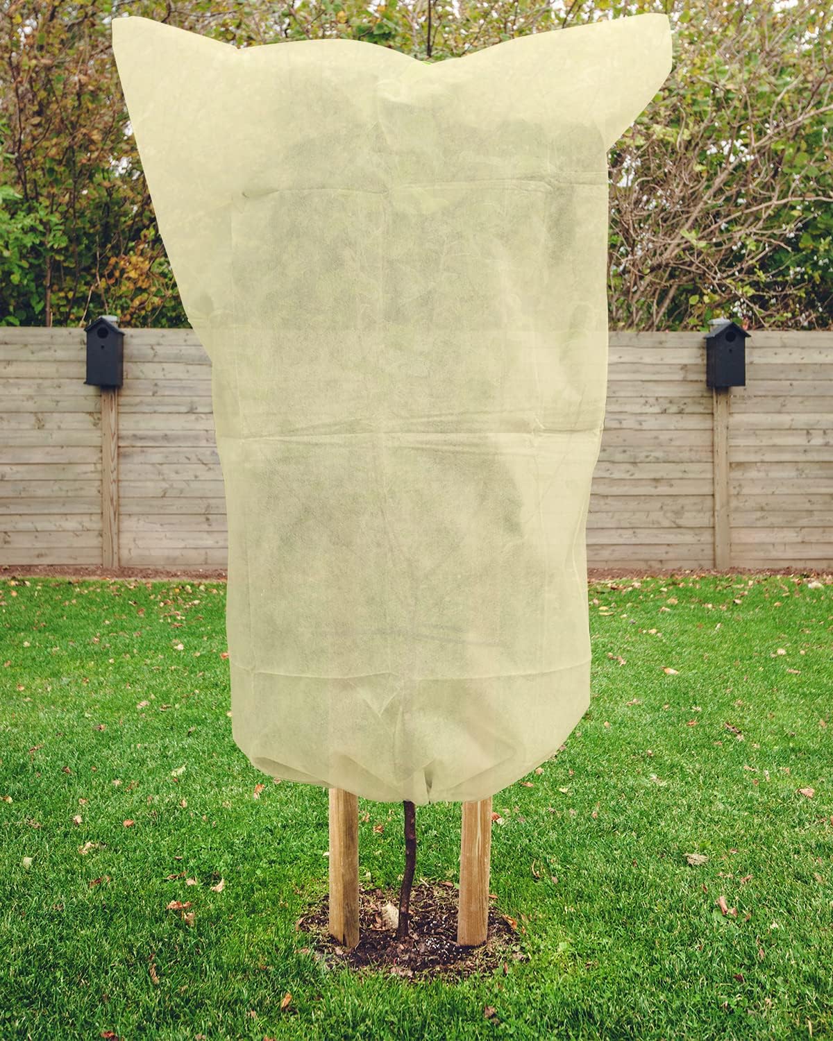 12 Pack Plant Covers Freeze Protection, 32x47'' Winter Frosts Cloth for Outdoor Plants, Reusable Frost Blankets Drawstring Bags for Cold Freeze Sun Protection Bird Insect Prevention,White