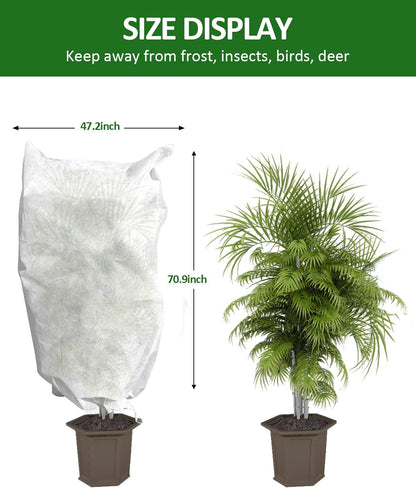 12 Pack Plant Covers Freeze Protection, 32x47'' Winter Frosts Cloth for Outdoor Plants, Reusable Frost Blankets Drawstring Bags for Cold Freeze Sun Protection Bird Insect Prevention,White