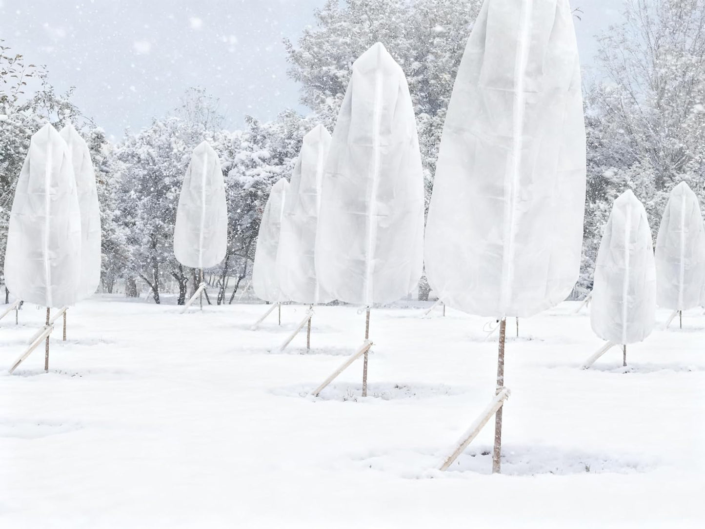 12 Pack Plant Covers Freeze Protection, 32x47'' Winter Frosts Cloth for Outdoor Plants, Reusable Frost Blankets Drawstring Bags for Cold Freeze Sun Protection Bird Insect Prevention,White