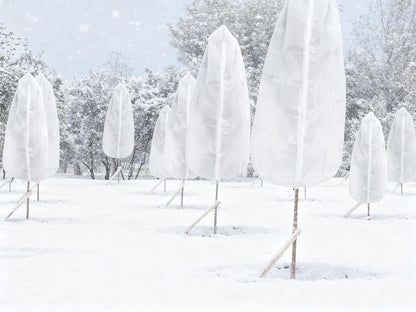 12 Pack Plant Covers Freeze Protection, 32x47'' Winter Frosts Cloth for Outdoor Plants, Reusable Frost Blankets Drawstring Bags for Cold Freeze Sun Protection Bird Insect Prevention,White