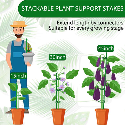 Plant Stakes,MAFONE 10Pcs 15Inch Adjustable Length Plant Support Stakes