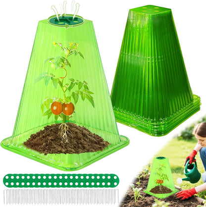 20 Pack Garden Cloches for Plants,9.4" H X 7.8" D Reusable Bell Plant Protector with 40 Ground Stakes and Rotary Vent Cover,Plant Covers Freeze Protection from Animals Snails Birds Chickens (White)