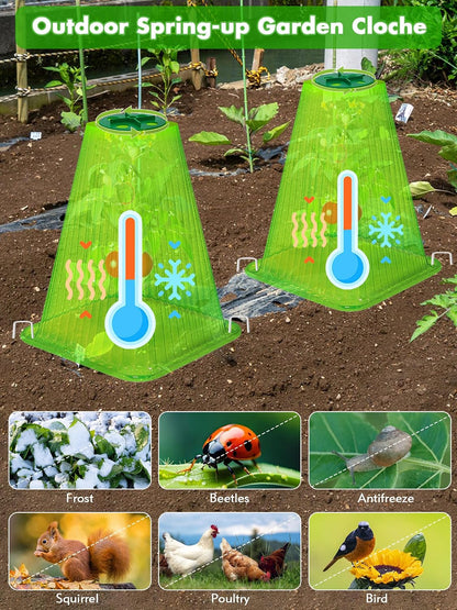 20 Pack Garden Cloches for Plants,9.4" H X 7.8" D Reusable Bell Plant Protector with 40 Ground Stakes and Rotary Vent Cover,Plant Covers Freeze Protection from Animals Snails Birds Chickens (White)