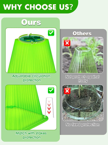 20 Pack Garden Cloches for Plants,9.4" H X 7.8" D Reusable Bell Plant Protector with 40 Ground Stakes and Rotary Vent Cover,Plant Covers Freeze Protection from Animals Snails Birds Chickens (White)