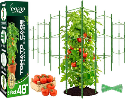 6 Pack Tomato Cage for Garden, Up to 48Inch Sturdy Tomato Trellis