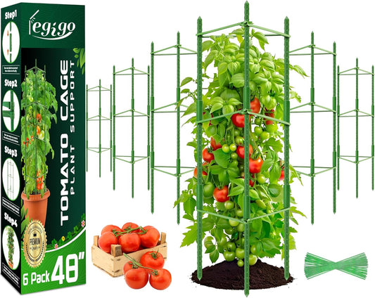 6 Pack Tomato Cage for Garden, Up to 48Inch Sturdy Tomato Trellis