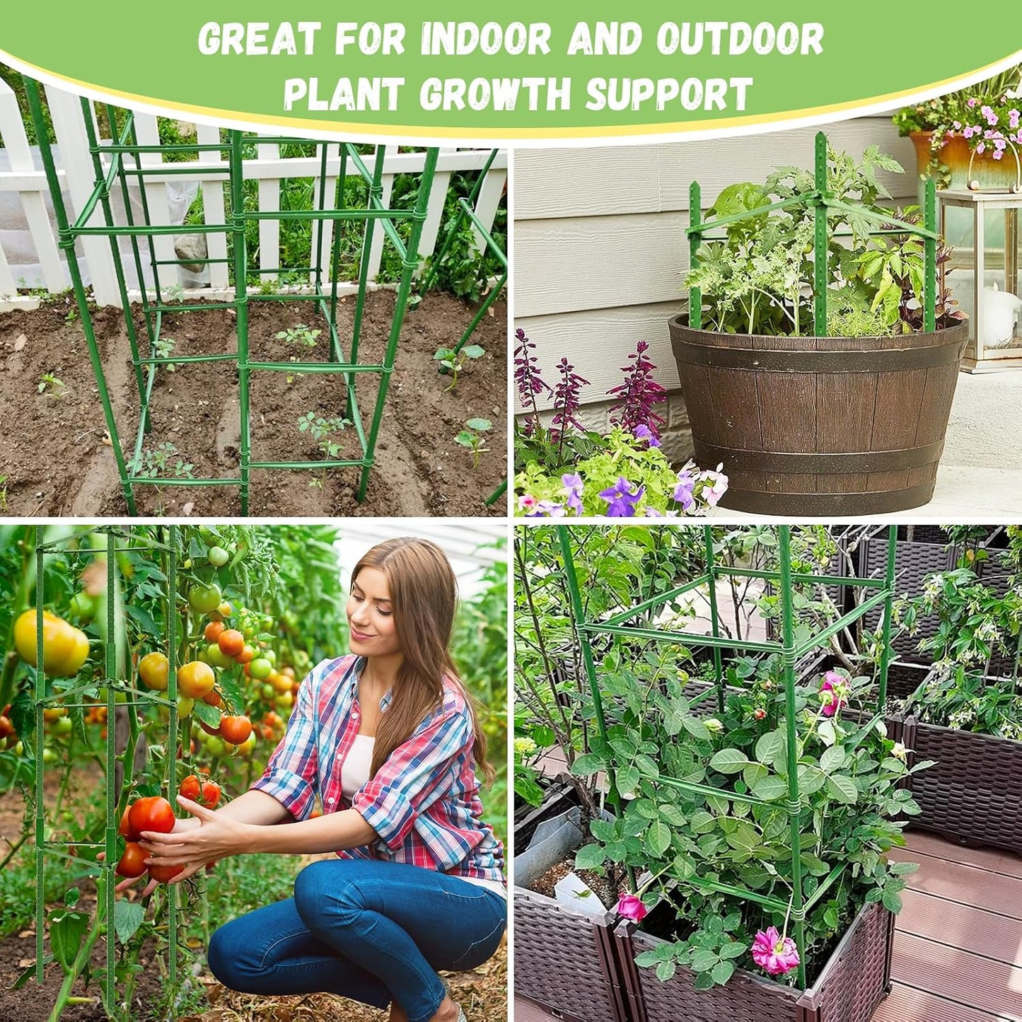 6 Pack Tomato Cage for Garden, Up to 48Inch Sturdy Tomato Trellis