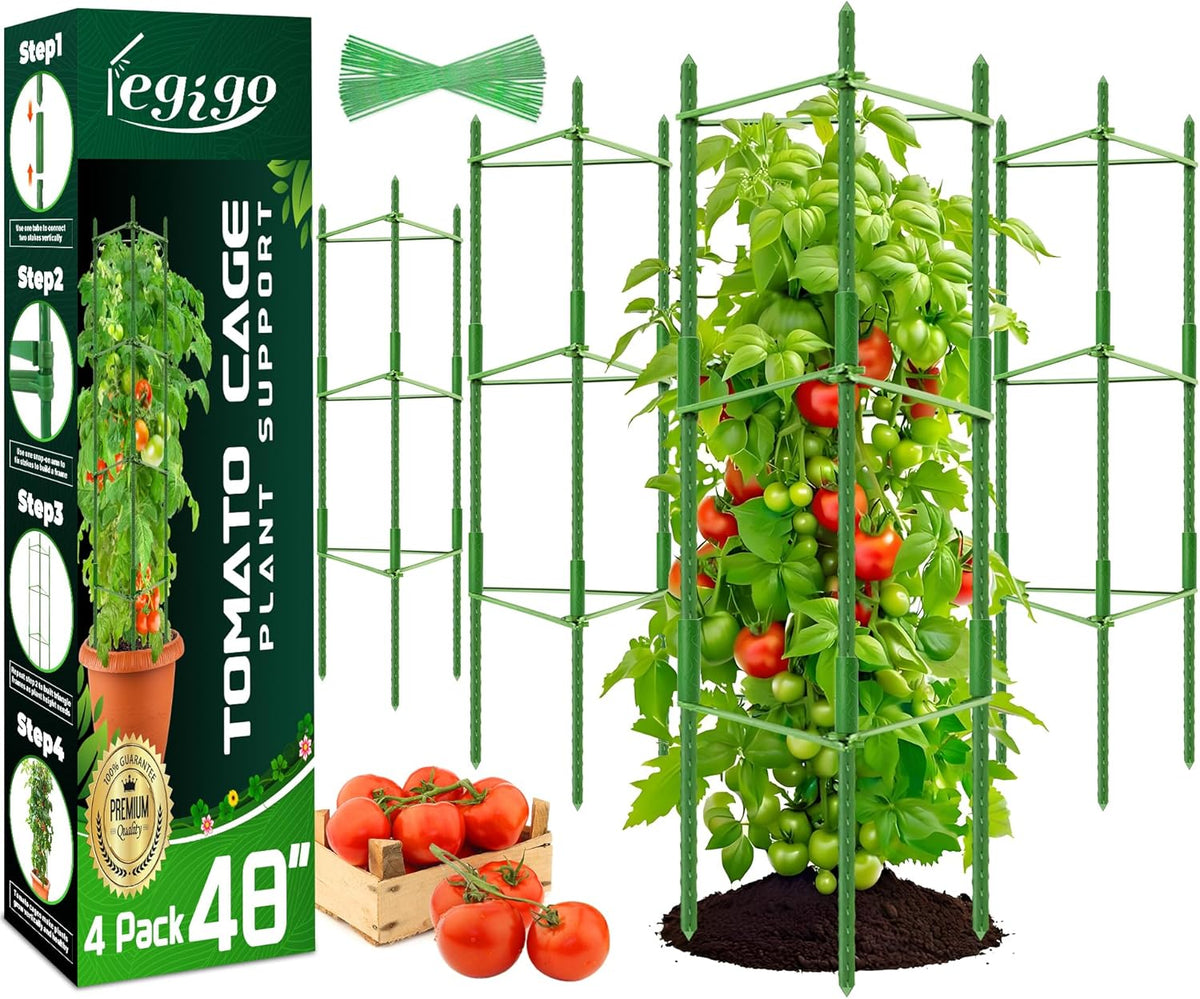 6 Pack Tomato Cage for Garden, Up to 48Inch Sturdy Tomato Trellis
