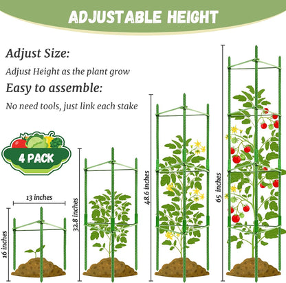 6 Pack Tomato Cage for Garden, Up to 48Inch Sturdy Tomato Trellis