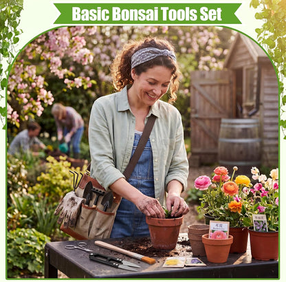 8 Sets Kids Mini Gardening Tools with Storage Bags Succulent Potting Planting Kit Indoor with Metal Rake Trowel and Shovel Small Gardening Tools for Cultivating Weeding Transplanting