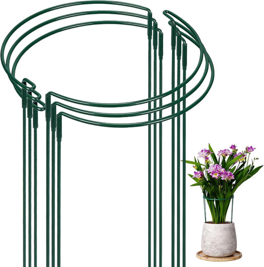 6 Pack 10" W x 16" H Plant Half Round Metal Support Stakes