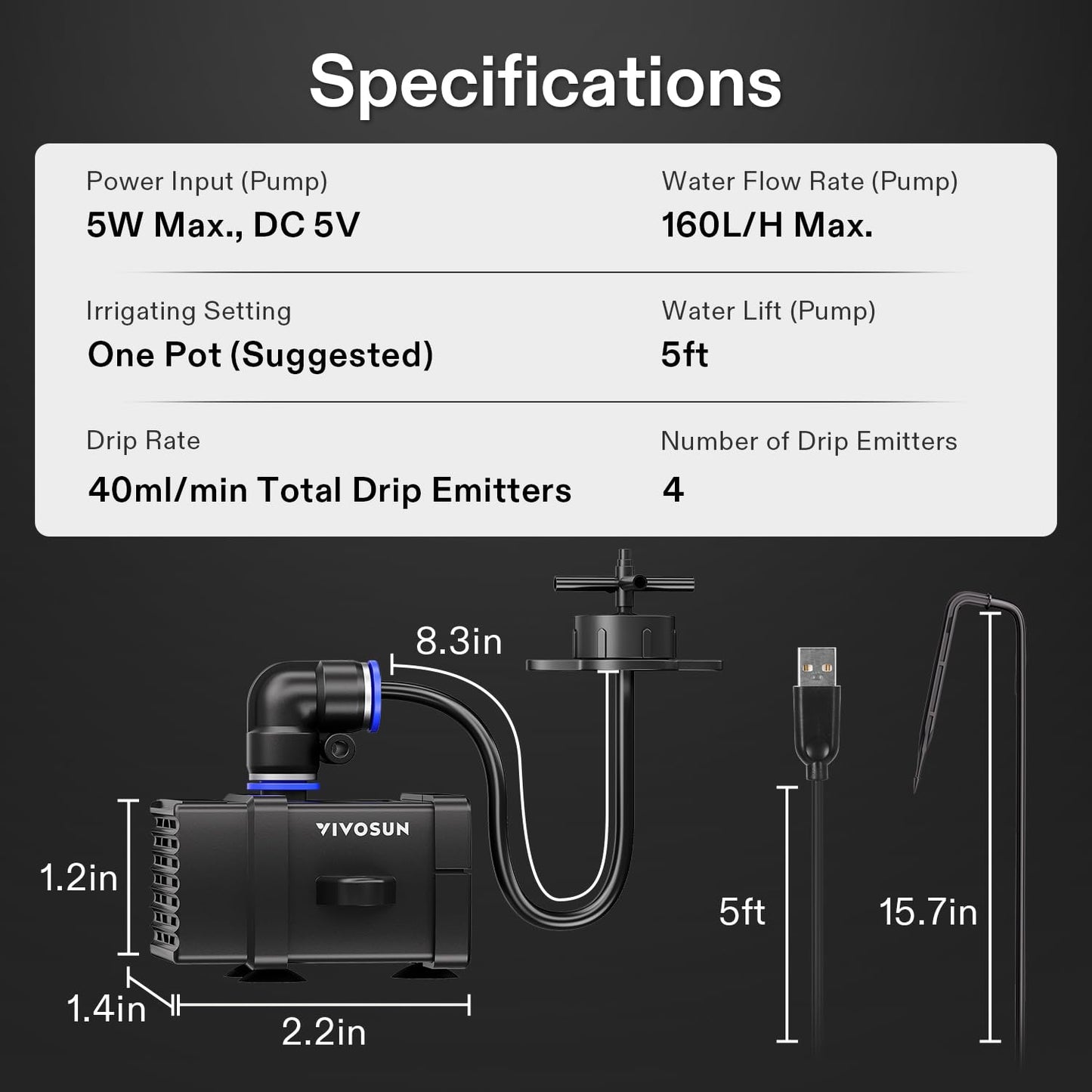 Professional Automatic Drip Irrigation Kits, 15W Output, All in One Professional Grow Kit- Includes Pump, Timer and Regulator, 8 Drip Emitters Garden Plant Watering System Indoor Outdoor