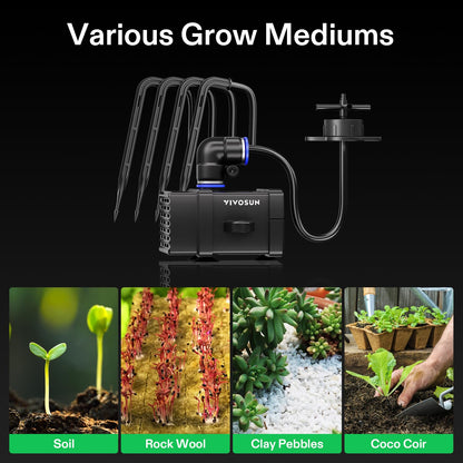 Professional Automatic Drip Irrigation Kits, 15W Output, All in One Professional Grow Kit- Includes Pump, Timer and Regulator, 8 Drip Emitters Garden Plant Watering System Indoor Outdoor