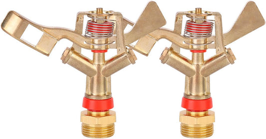 2Pcs Impact Sprinkler Head, 25mm Zinc Alloy Irrigation Garden Rocker Arm Sprinklers Nozzle Heads Male Thread Watering Sprinkler for Yard and Grass Irrigation
