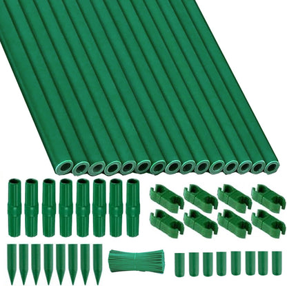 15Sets Garden Stakes Set 48PCS with Fiberglass Plant Stakes Sticks Supports and Accessories, DIY 4ft 5ft 6ft 7ft Tomato Stakes for Tomato,Vegetables, Pepper, Indoor Outdoor Spring Plants