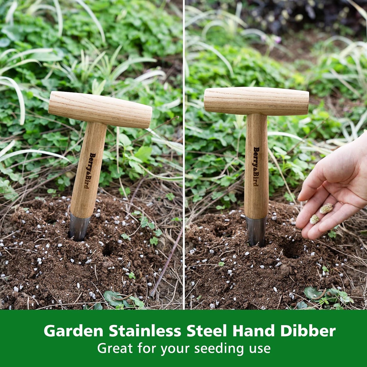Hand Dibber, Stainless Steel Seed Planter Tool Bulb Planter Tool