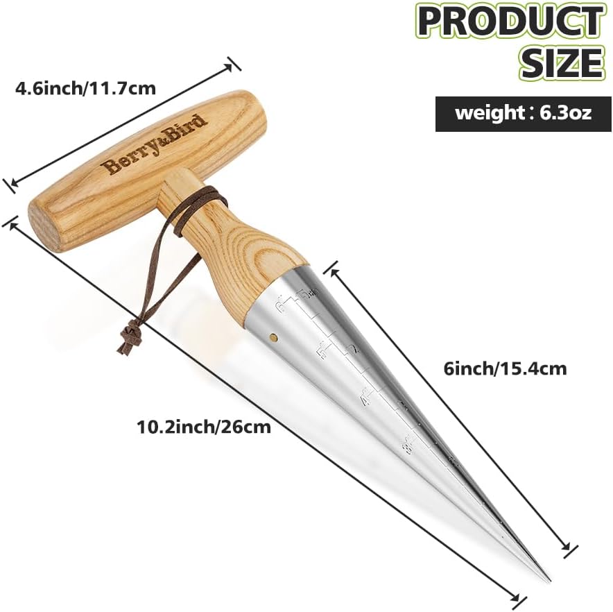 Hand Dibber, Stainless Steel Seed Planter Tool Bulb Planter Tool