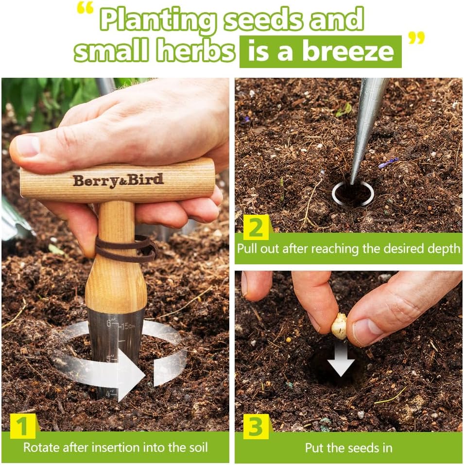 Hand Dibber, Stainless Steel Seed Planter Tool Bulb Planter Tool