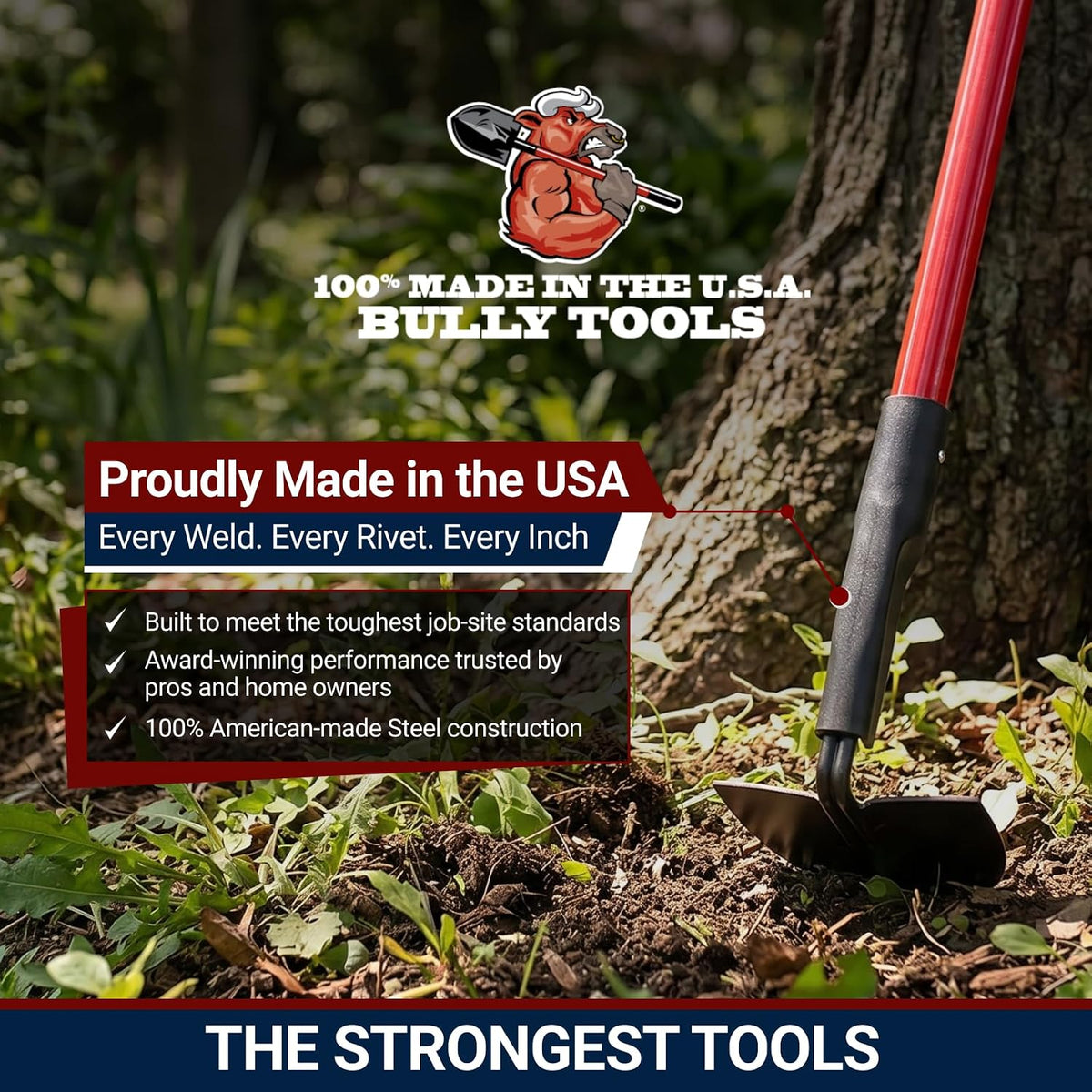 Warren Hoe Professional 12-Gauge 6.25-Inch Garden Hoe Tool with Fiberglass Handle, Commercial Strength, Gardening Tools, 100% Made in The USA