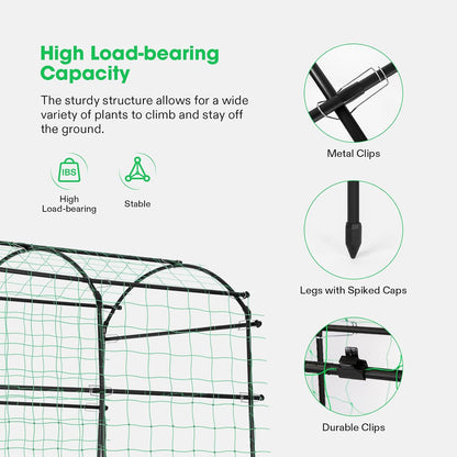 7Ft. Arch Trellis for Climbing Plants, 7 x 6 x 7ft Tall Metal Tunnel Trellis, Lightweight Metal Plant Support Archway with Nylon Netting for Climbing Vine, Vegetables, Fruits, Flowers, Black