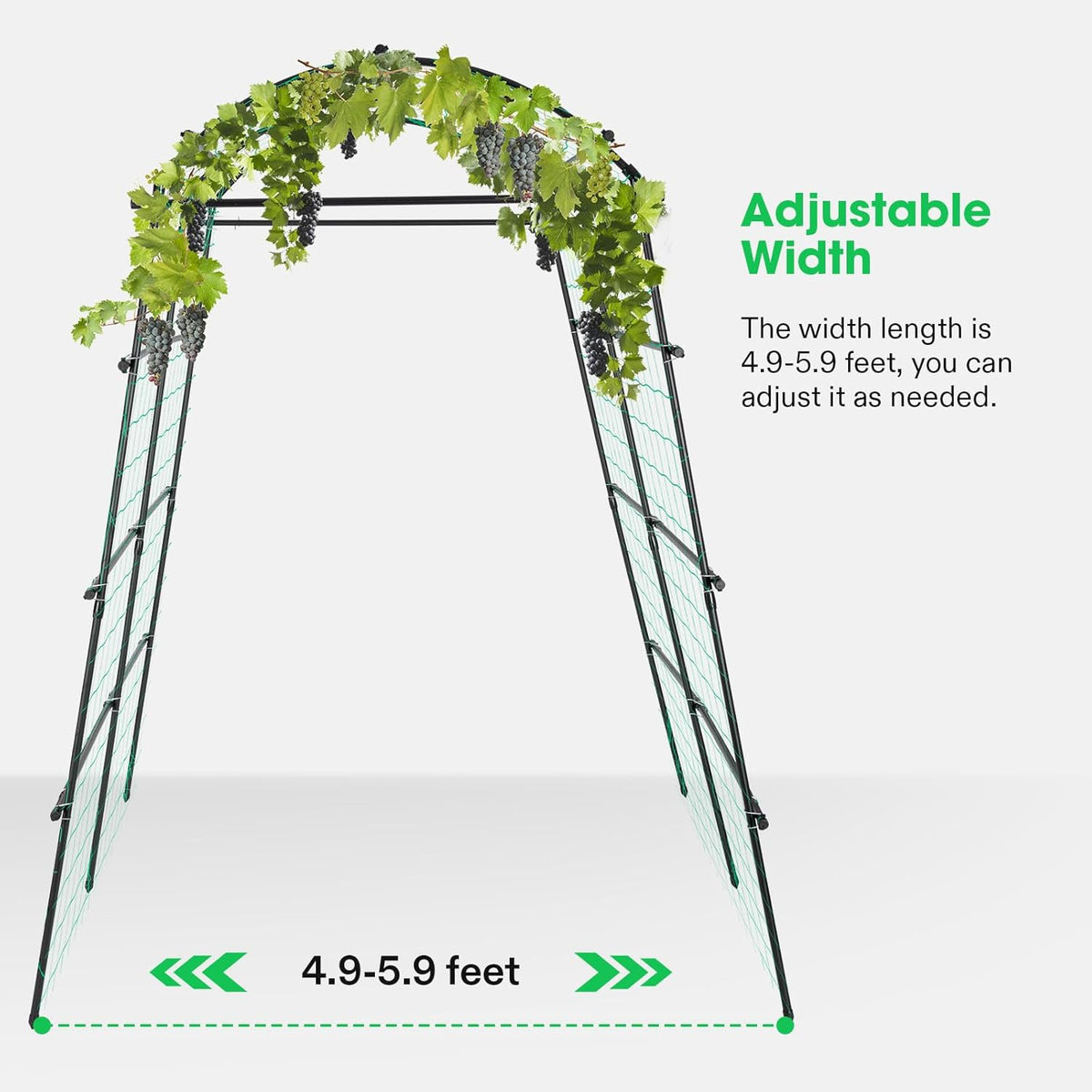 7Ft. Arch Trellis for Climbing Plants, 7 x 6 x 7ft Tall Metal Tunnel Trellis, Lightweight Metal Plant Support Archway with Nylon Netting for Climbing Vine, Vegetables, Fruits, Flowers, Black