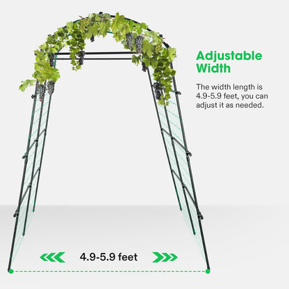 7Ft. Arch Trellis for Climbing Plants, 7 x 6 x 7ft Tall Metal Tunnel Trellis, Lightweight Metal Plant Support Archway with Nylon Netting for Climbing Vine, Vegetables, Fruits, Flowers, Black