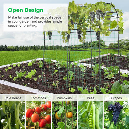 7Ft. Arch Trellis for Climbing Plants, 7 x 6 x 7ft Tall Metal Tunnel Trellis, Lightweight Metal Plant Support Archway with Nylon Netting for Climbing Vine, Vegetables, Fruits, Flowers, Black