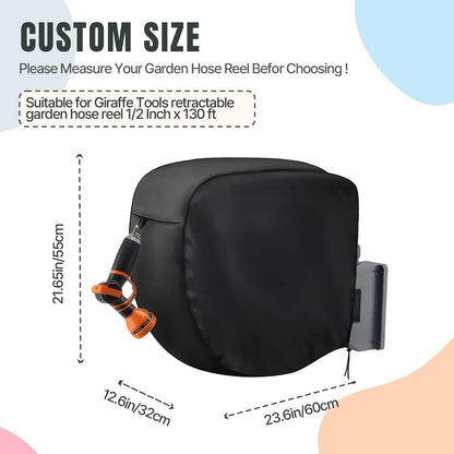 Hose Reel Cover 500D Waterproof 23.6x12.6x21.65in Black