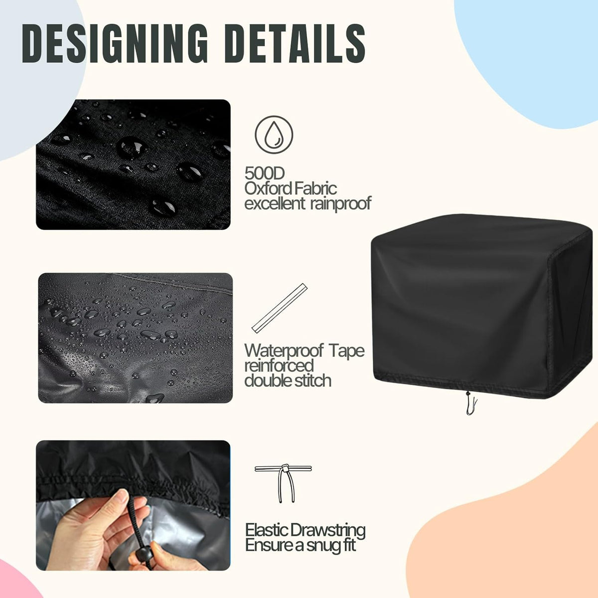 Hose Reel Cover 500D Waterproof 23.6x12.6x21.65in Black