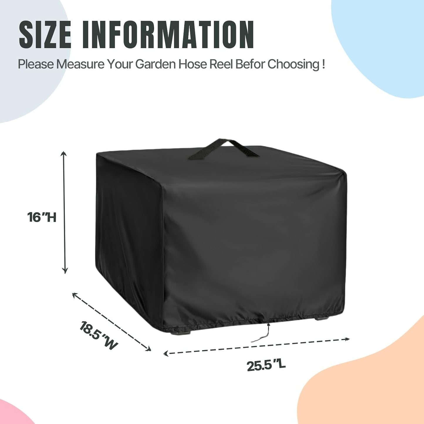 Hose Reel Cover 500D Waterproof 23.6x12.6x21.65in Black