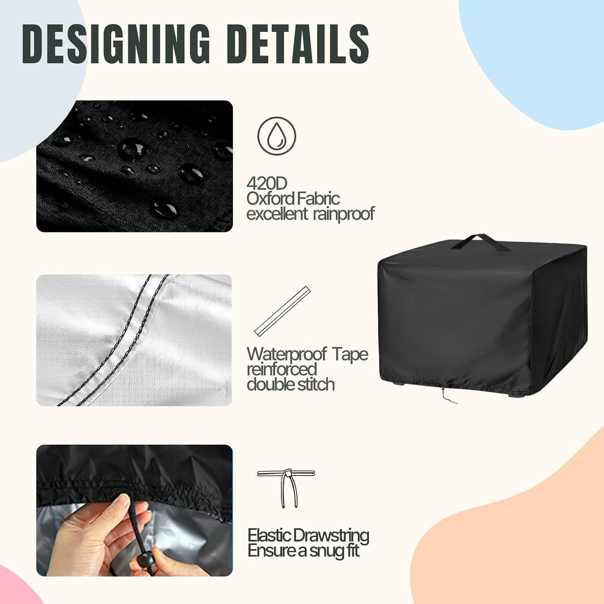 Hose Reel Cover 500D Waterproof 23.6x12.6x21.65in Black