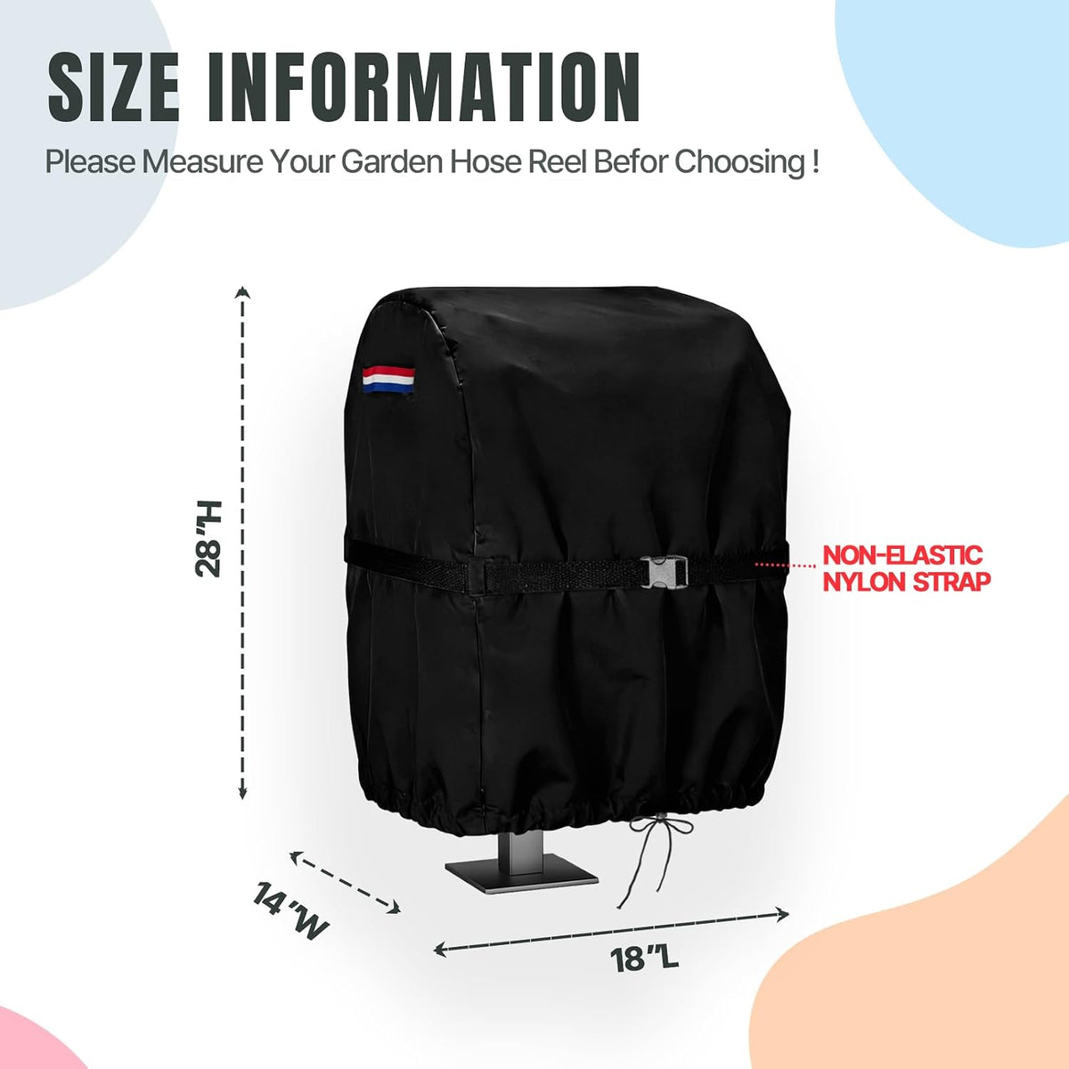 Hose Reel Cover 500D Waterproof 23.6x12.6x21.65in Black