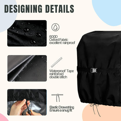 Hose Reel Cover 500D Waterproof 23.6x12.6x21.65in Black