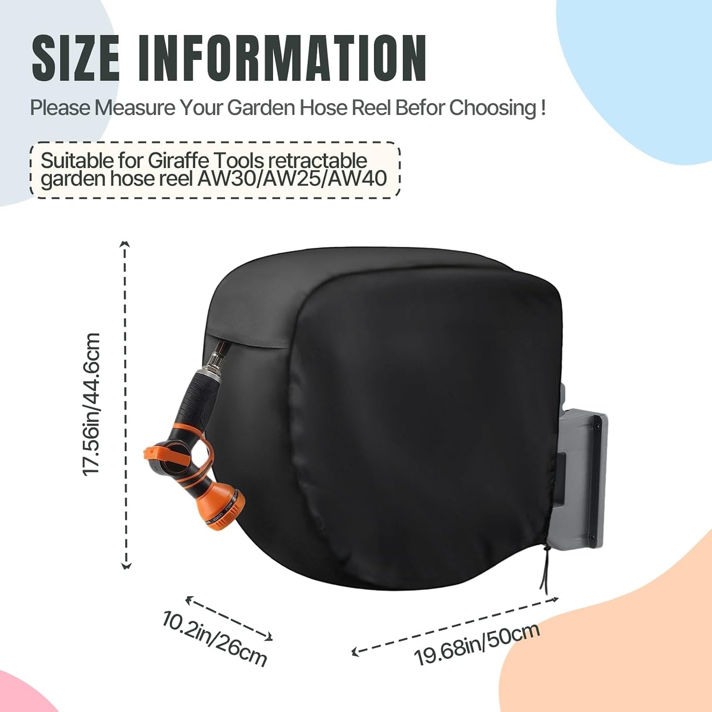 Hose Reel Cover 500D Waterproof 23.6x12.6x21.65in Black