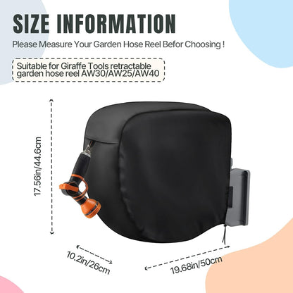 Hose Reel Cover 500D Waterproof 23.6x12.6x21.65in Black