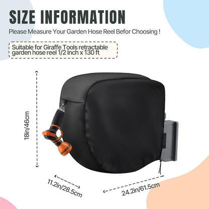 Hose Reel Cover 500D Waterproof 23.6x12.6x21.65in Black