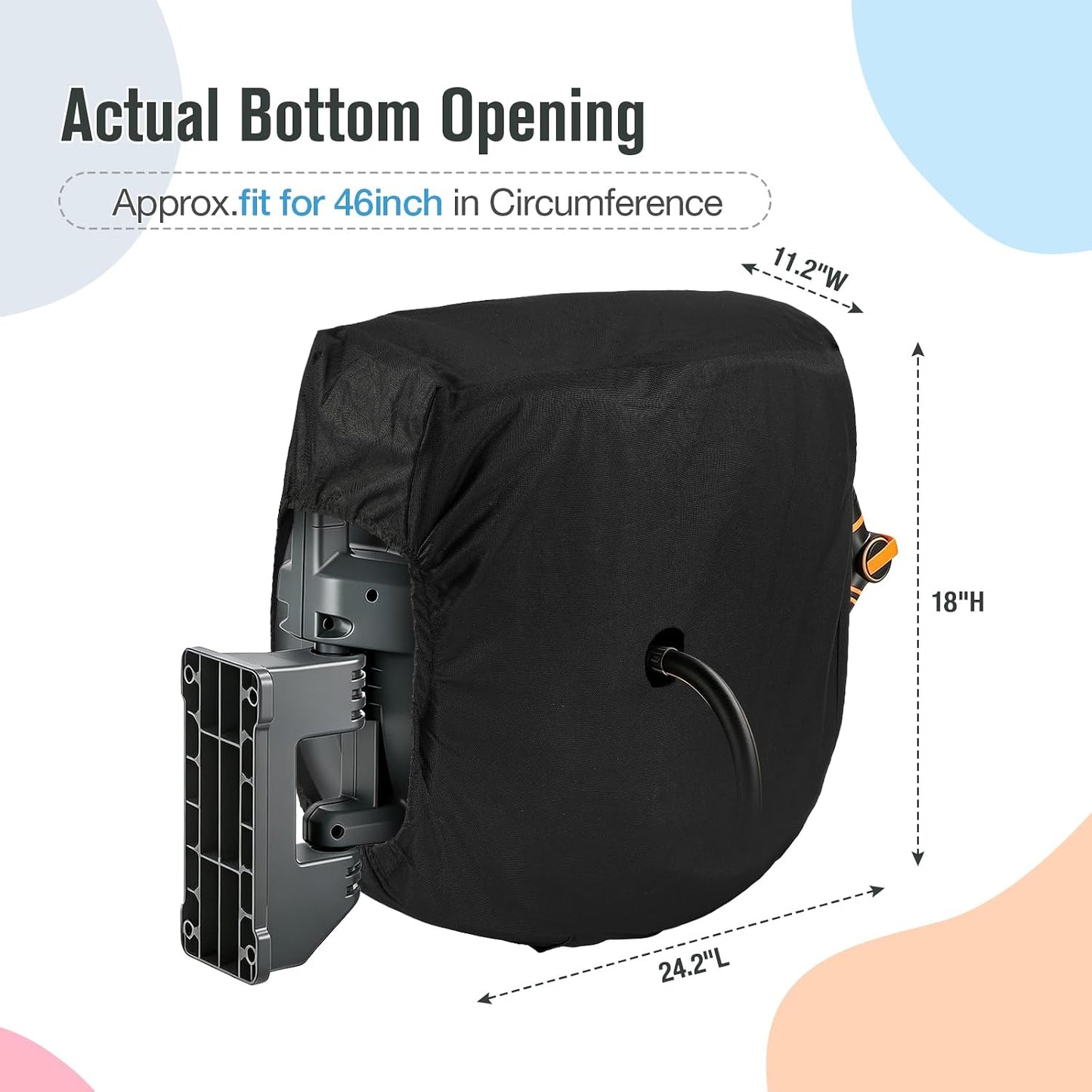 Hose Reel Cover 500D Waterproof 23.6x12.6x21.65in Black