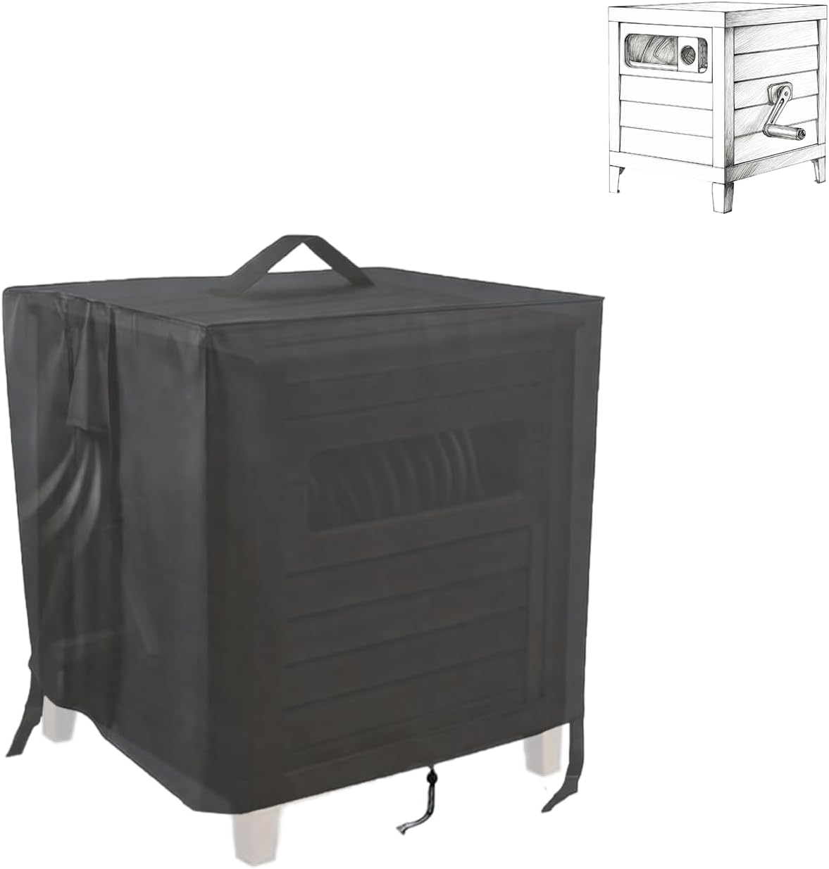 Hose Reel Cover 500D Waterproof 23.6x12.6x21.65in Black