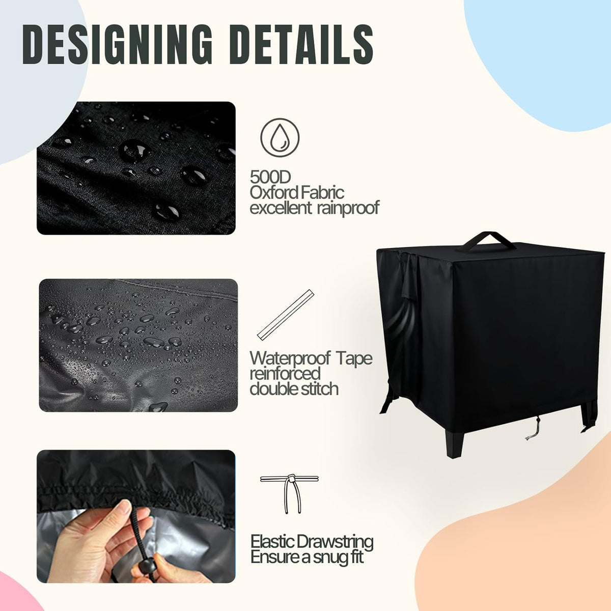 Hose Reel Cover 500D Waterproof 23.6x12.6x21.65in Black
