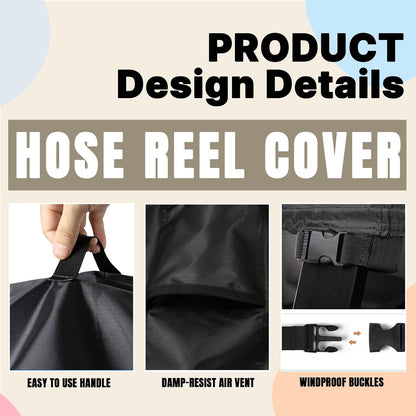 Hose Reel Cover 500D Waterproof 23.6x12.6x21.65in Black