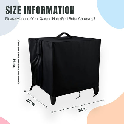 Hose Reel Cover 500D Waterproof 23.6x12.6x21.65in Black