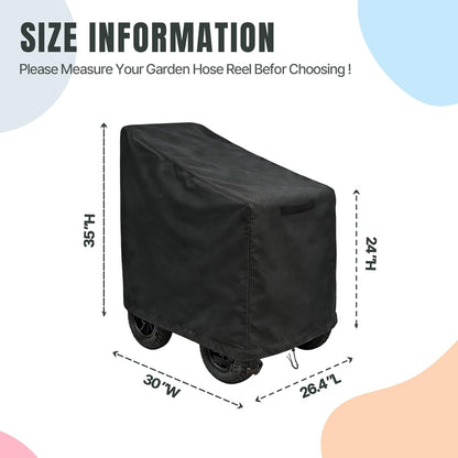 Hose Reel Cover 500D Waterproof 23.6x12.6x21.65in Black