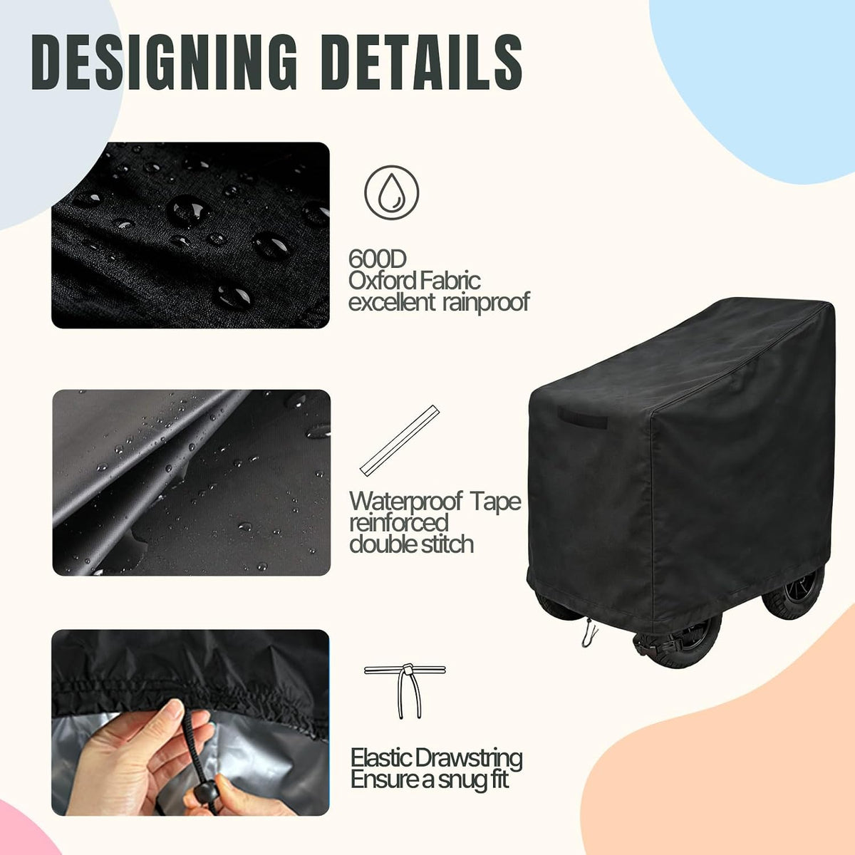 Hose Reel Cover 500D Waterproof 23.6x12.6x21.65in Black