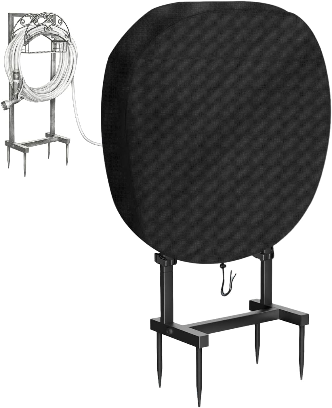 Hose Reel Cover 500D Waterproof 23.6x12.6x21.65in Black