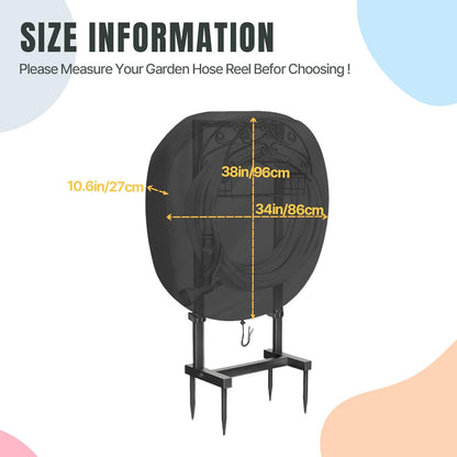 Hose Reel Cover 500D Waterproof 23.6x12.6x21.65in Black